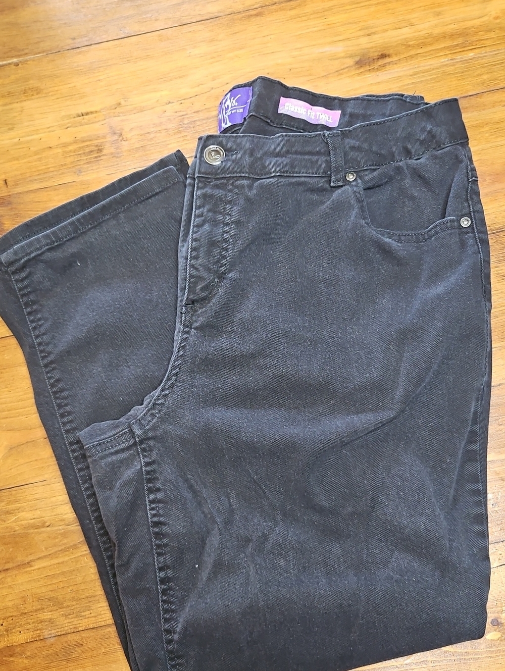 Just My Size Black Pants with Purple Logo Tag